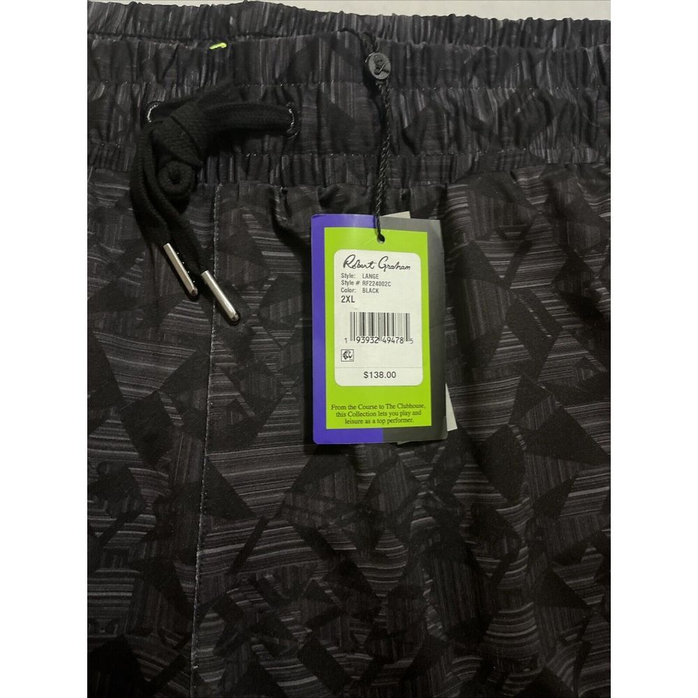 Robert Graham Abstract Shorts Men XXL Black Gray Sweat Athleisure Hiker Golfer - Picture 8 of 10